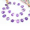 Natural Purple African Amethyst Faceted Pear Drop Briolette Beads Strand Quantity 20 beads & Sizes from 9mm to 10mm Approx Pronounced AM-eth-ist, this lovely stone comes in two color variations of Purple and Pink. This gemstones belongs to quartz family.